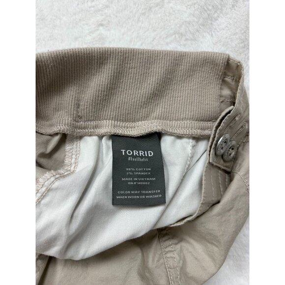 Torrid Womens Beige Midi Skirt With Drawstring Ruched Sides & Button Size 0 - Picture 7 of 8